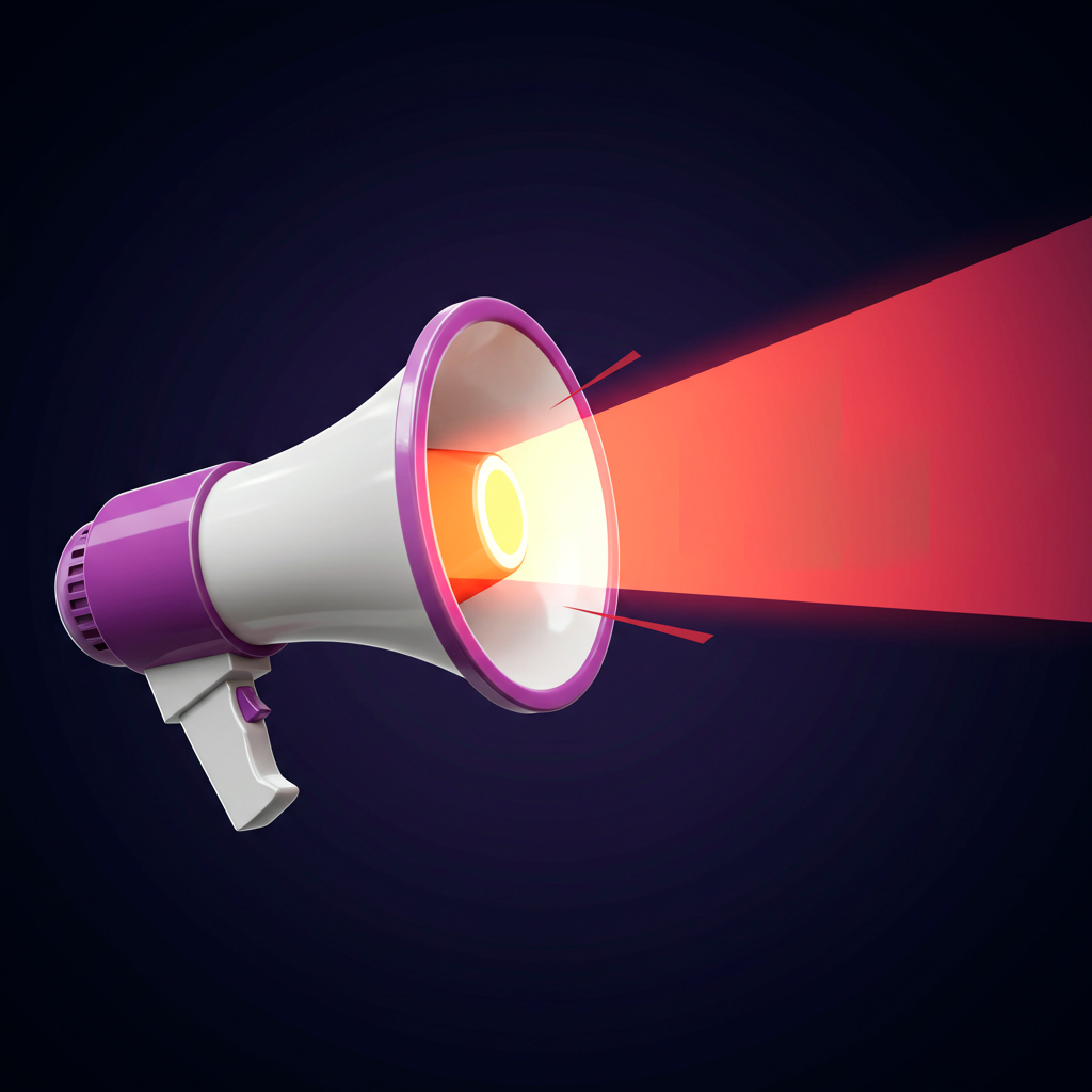 Megafone com um facho de luz saido de sua ponta