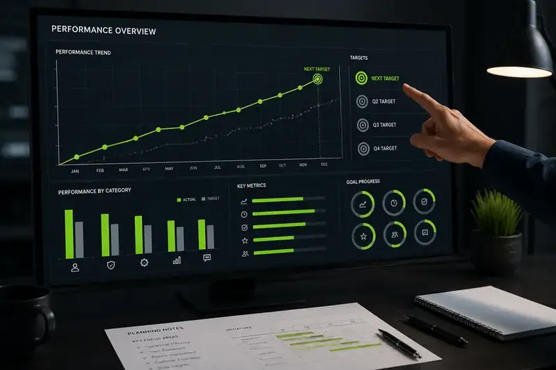 Equipe analisando relatórios de marketing e vendas