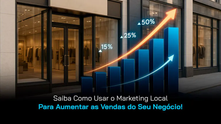 Gráfico de crescimento em primeiro plano, e fachada de uma loja de fundo.